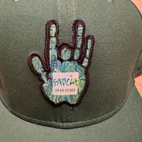 Garcia Hand Picked Flat Brim Green Hat - 420 Cannabis Dispensary Silk Lined - Picture 2 of 5